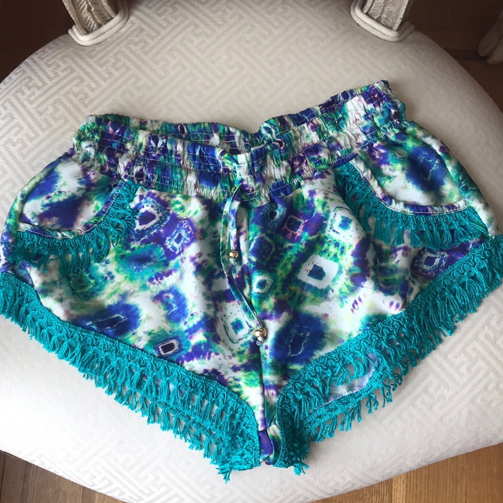 PilyQ drawstring swim cover up shorts